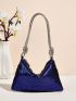 Sequin Decor Knot Detail Hobo Bag