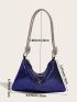 Sequin Decor Knot Detail Hobo Bag