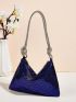 Sequin Decor Knot Detail Hobo Bag