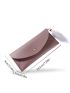 Litchi Embossed Snap Button Long Wallet