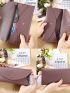 Litchi Embossed Snap Button Long Wallet