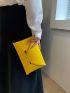 Neon Yellow Crocodile Embossed Metal Decor Flap Envelope Bag