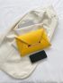 Neon Yellow Crocodile Embossed Metal Decor Flap Envelope Bag