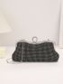 Rhinestone Decor Chain Square Bag