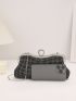 Rhinestone Decor Chain Square Bag