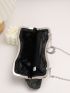 Rhinestone Decor Chain Square Bag