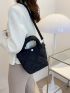 Minimalist Square Bag Double Handle White Snap Button