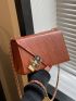 Mini Geometric Embossed Metal Lock Flap Chain Square Bag