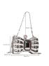 Mini Faux Pearl & Rhinestone Decor Bow Design Chain Box Bag, Clear Bag