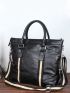 Men Striped Detail Laptop Handbag Briefcase