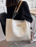 Letter Patch Decor Shoulder Tote Bag