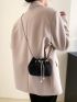 Rhinestone & Faux Pearl Decor Chain Bucket Bag