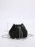 Rhinestone & Faux Pearl Decor Chain Bucket Bag