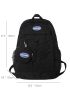 Letter Patch Decor Drawstring Design Functional Backpack With Coin Purse