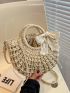 Twilly Scarf Decor Drawstring Design Straw Bag