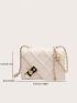 Mini Embossed Detail Toggle Lock Flap Square Bag
