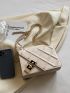 Mini Embossed Detail Toggle Lock Flap Square Bag