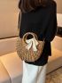 Twilly Scarf Decor Straw Bag