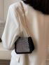 Mini Rhinestone Decor Flap Square Bag