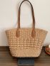 Minimalist Straw Bag Simple Straw Tote Bag, Large Capacity Shoulder Bag For Travel, Stylish Bag For Outdoor
