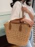Minimalist Straw Bag Simple Straw Tote Bag, Large Capacity Shoulder Bag For Travel, Stylish Bag For Outdoor