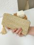 Tassel Decor Long Wallet Straw Vacation