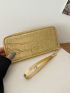 Metallic Crocodile Embossed Long Wallet