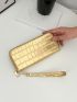 Metallic Crocodile Embossed Long Wallet