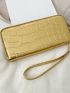Metallic Crocodile Embossed Long Wallet