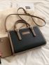 Letter Patch Decor Contrast Binding Square Bag