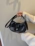 Crocodile Embossed Studded Decor Hobo Bag