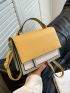 Letter Graphic Color Block Flap Square Bag