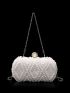 Mini Faux Pearl & Rhinestone Decor Chain Box Bag