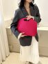 Neon Pink Crocodile Embossed Square Bag