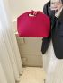 Neon Pink Crocodile Embossed Square Bag