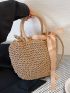 Minimalist Bow Decor Straw Bag