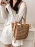 Minimalist Bow Decor Straw Bag