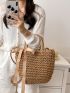 Minimalist Bow Decor Straw Bag