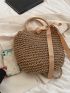 Minimalist Bow Decor Straw Bag