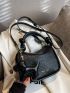 Mini Letter Graphic Litchi Embossed Satchel Bag With Bag Charm