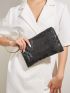 Metallic Glitter Circle & Sequin Decor Square Bag