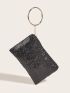 Metallic Glitter Circle & Sequin Decor Square Bag