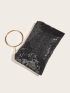 Metallic Glitter Circle & Sequin Decor Square Bag