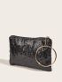Metallic Glitter Circle & Sequin Decor Square Bag