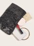 Metallic Glitter Circle & Sequin Decor Square Bag