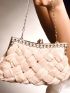 Rhinestone Decor Braided Detail Evening Bag