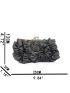 Flower Decor Kiss Lock Chain Evening Bag