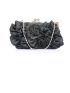 Flower Decor Kiss Lock Chain Evening Bag