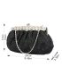 Rhinestone Decor Chain Ruched Bag