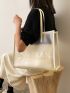Clear Letter Graphic Shoulder Tote Bag With Inner Pouch